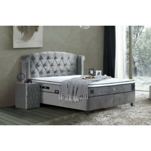 Visco Lux Grey kárpitozott ágyneműtartós ágy matraccal