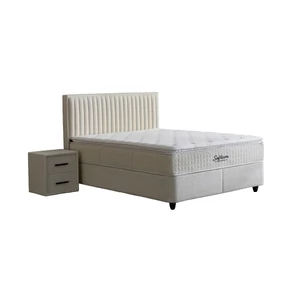 Softium Arden kárpitozott ágyneműtartós ágy matraccal (ágykeret+matrac) éjjelivel