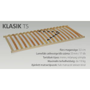 Klasik T5 (17) rugalmas ágyrács