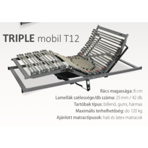 Triple Mobil T12 (42)  fej-láb emelős, elektromos, rugalmas ágyrács ágyrács