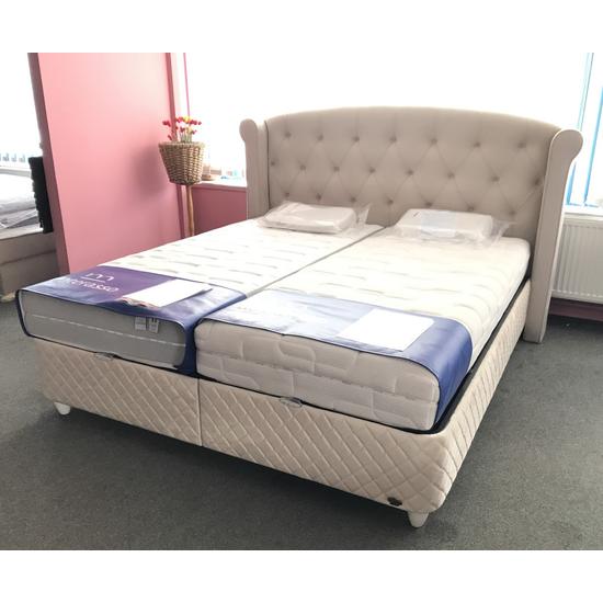 Visco Lux Cream kárpitozott ágyneműtartós ágy 140x200