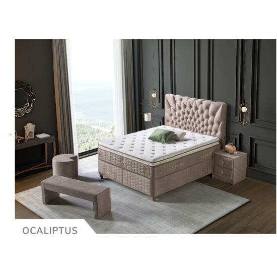 Ocaliptus kárpitozott ágyneműtartós ágy matraccal 140x200