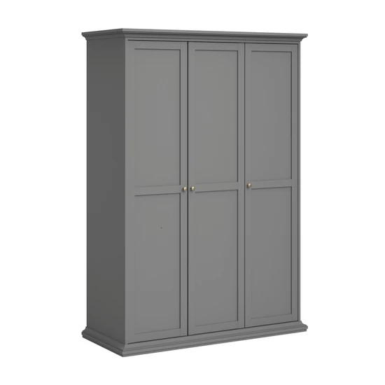 Paris szürke 3 ajtós ruhásszekrény 138,8x200,6x60,5 cm