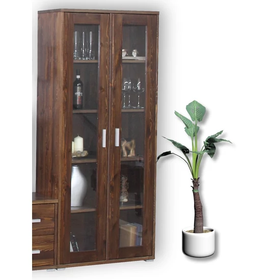 Adél fenyő 2 vitrines ajtós szekrény 82x188x38 cm