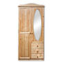 Kép 1/5 - 2 ajtós, 3 fiókos, ovál tükrös fenyő szekrény 90x200x57 cm