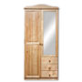 Kép 1/5 - 2 ajtós, 3 fiókos, fenyő tükrös szekrény 90x200x57 cm