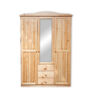 Kép 1/5 - 3 ajtós, 3 fiókos, fenyő tükrös szekrény 135x200x57 cm